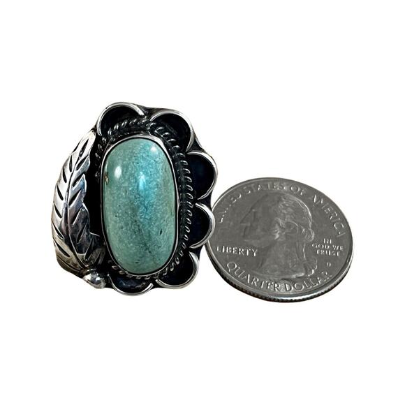 Vintage Green Turquoise Ring, Native American Indian Ring Sz 6.5 - Picture 5 of 12
